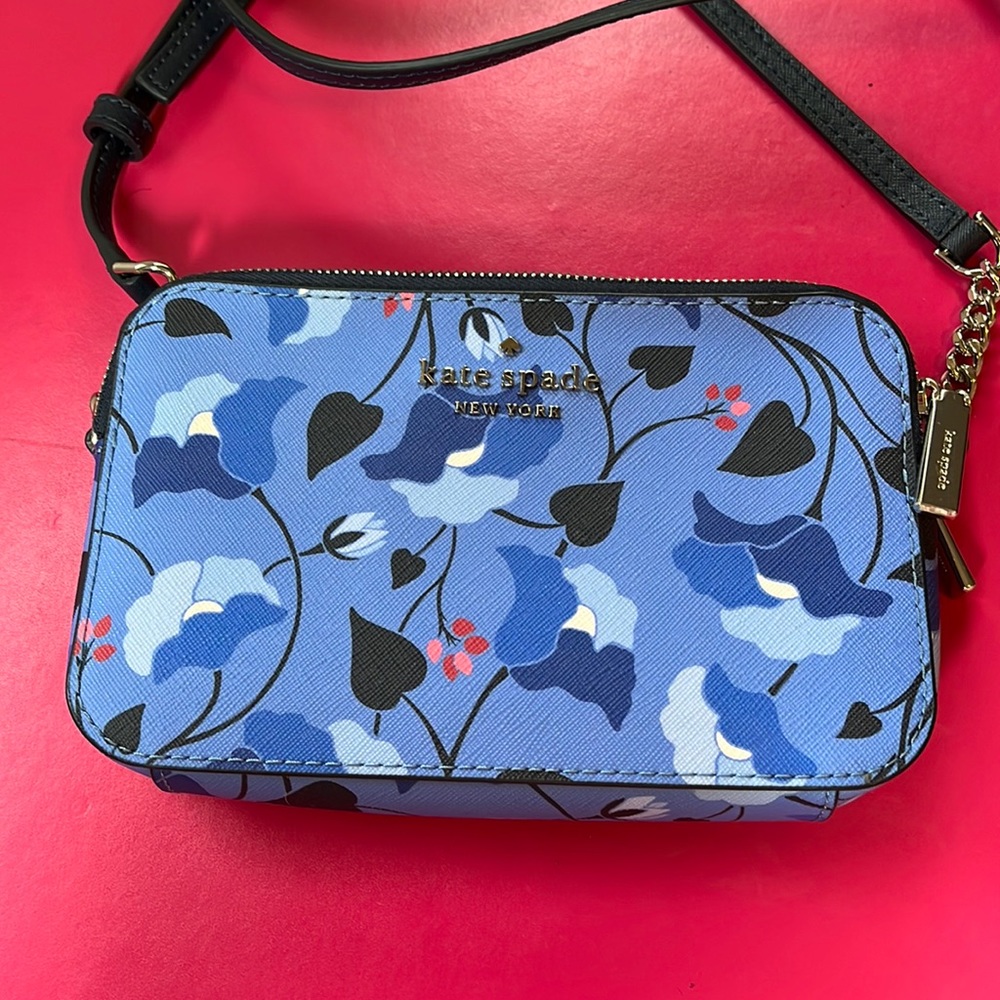 Kate Spade Blue and Black Floral Mini Bag